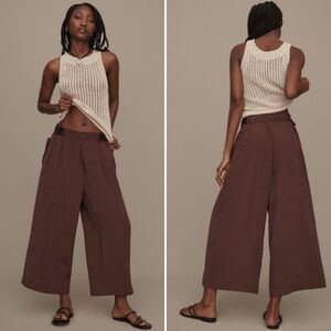 by Anthropologie NWT Pants PETITE Small Safari Cropped Wide Leg Flowy Brown